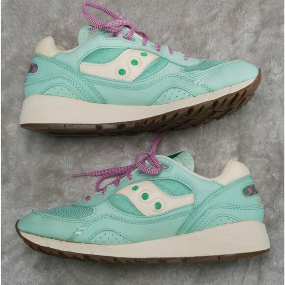 Saucony Shadow 6000 Earth Citizen Green Leather Pink Sneakers Womens 10 Mens 8 - Picture 3 of 16
